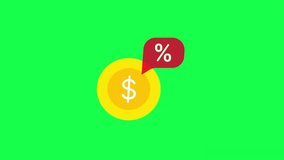 Golden dollar coin icon shows a red percentage bubble symbolizing interest or discount rate. - Powered by Shutterstock - Get 15% off with code: PIKWIZARD15