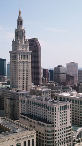 Vertical Video of Cleveland, Ohio, USA, Vertical Aerial View Shot