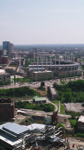 Vertical Video of Cleveland, Ohio, USA, Vertical Aerial View Shot