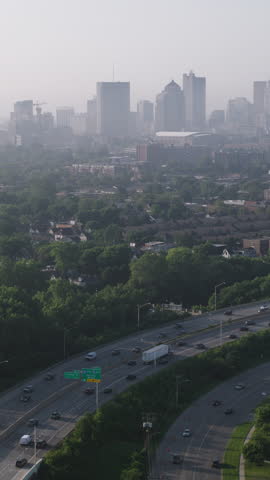 Vertical Video of Columbus, Ohio, USA, Vertical Aerial View Shot