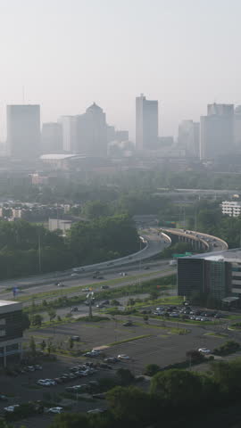 Vertical Video of Columbus, Ohio, USA, Vertical Aerial View Shot