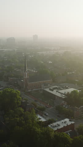 Vertical Video of Columbus, Ohio, USA, Vertical Aerial View Shot