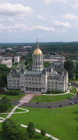 Vertical Video of Hartford, Connecticut, Vertical Aerial View Shot