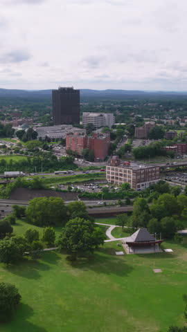 Vertical Video of Hartford, Connecticut, Vertical Aerial View Shot