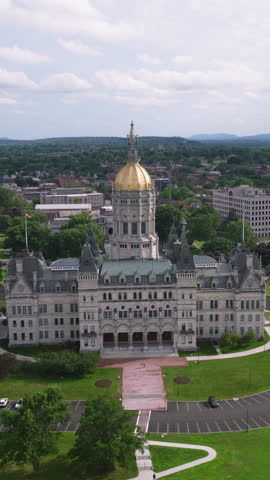 Vertical Video of Hartford, Connecticut, Vertical Aerial View Shot