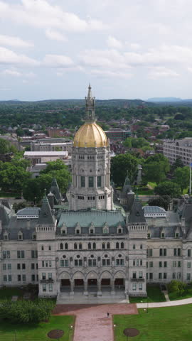 Vertical Video of Hartford, Connecticut, Vertical Aerial View Shot