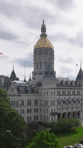 Vertical Video of Hartford, Connecticut, Vertical Aerial View Shot
