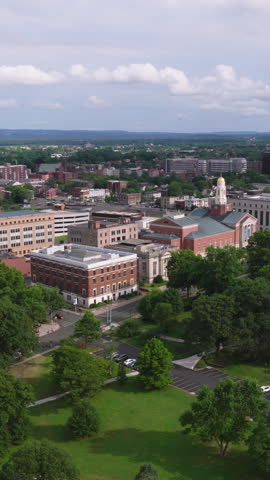 Vertical Video of Hartford, Connecticut, Vertical Aerial View Shot
