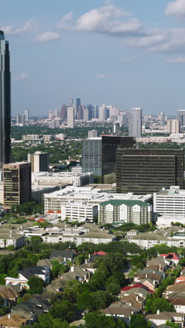 Vertical Video of Houston, Texas, Vertical Aerial View Shot