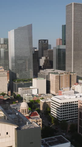 Vertical Video of Houston, Texas, Vertical Aerial View Shot