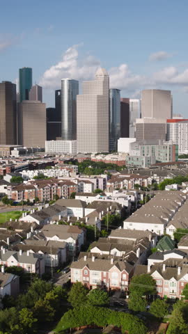 Vertical Video of Houston, Texas, Vertical Aerial View Shot