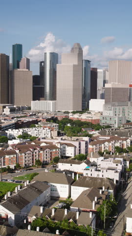 Vertical Video of Houston, Texas, Vertical Aerial View Shot