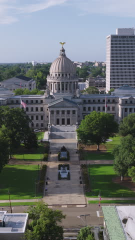 Vertical Video of Jackson, Mississippi, Vertical Aerial View Shot