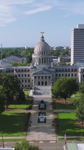 Vertical Video of Jackson, Mississippi, Vertical Aerial View Shot