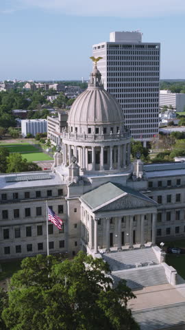 Vertical Video of Jackson, Mississippi, Vertical Aerial View Shot