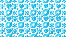 Medical seamless pattern with blue health symbols. Versatile background suitable for medical websites. Medical seamless pattern background loop animation. - Powered by Shutterstock - Get 15% off with code: PIKWIZARD15