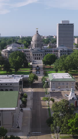 Vertical Video of Jackson, Mississippi, Vertical Aerial View Shot