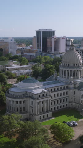 Vertical Video of Jackson, Mississippi, Vertical Aerial View Shot