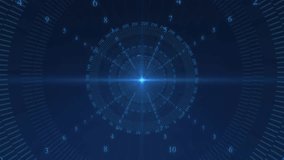 Signal pulse activating 3D circular HUD rotating concentric rings to visualize data flow. Futuristic, holographic, interface, technology, digital, neon, data - Powered by Shutterstock - Get 15% off with code: PIKWIZARD15