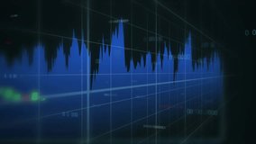 upon waveform appearing rings pulsing and rotating on grid showing data trends with shifting bars. Futuristic, data, visualization, interface, motion, technology, analytics - Powered by Shutterstock - Get 15% off with code: PIKWIZARD15