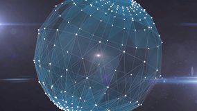 Opening wireframe sphere rotating while glow intensifying and beams radiating for network display. Futuristic, digital, abstract, technological, data, cyber, visualization - Powered by Shutterstock - Get 15% off with code: PIKWIZARD15