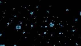 Opening health icons rotating around globe as glowing arcs connecting symbols in network. Technology, connectivity, global, innovation, cybersecurity, data, communication - Powered by Shutterstock - Get 15% off with code: PIKWIZARD15