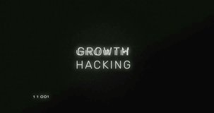 Binary code appearing causing panels circling GROWTH HACKING and glitching, showing concept. Digital, technology, futuristic, cyber, innovation, abstract, data - Powered by Shutterstock - Get 15% off with code: PIKWIZARD15
