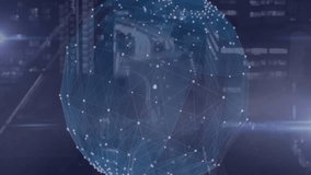 E-commerce network being animated with globe overlay connecting shopping cart and bar chart icons. Futuristic, technology, digital, connectivity, innovation, globalization, data visualization - Powered by Shutterstock - Get 15% off with code: PIKWIZARD15