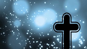 Opening shot showing black cross right side with glowing orbs pulsing and swirling for contrast. Abstract, spiritual, luminous, motion, serenity, digital, meditation - Powered by Shutterstock - Get 15% off with code: PIKWIZARD15