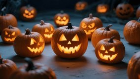 A glowing jack o lantern carved pumpkin spooky face candle light halloween night autumn decor eerie mood fall season spooky yard holiday party halloween pumpkin jack o lantern carved glowing candle - Powered by Shutterstock - Get 15% off with code: PIKWIZARD15