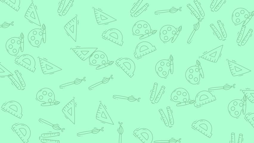 A fun and simple animated pattern featuring various line art fast food icons like pizza and tacos randomly floating on a light pastel green backdrop.