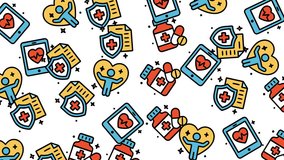  Vibrant and compact array of healthcare and pharmaceutical icons, forming a seamless background for modern medical technology, digital health, and insurance themes - Powered by Shutterstock - Get 15% off with code: PIKWIZARD15