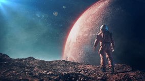 Astronaut Standing on Alien Planet Surface – Sci-Fi Space Exploration Scene - Powered by Shutterstock - Get 15% off with code: PIKWIZARD15