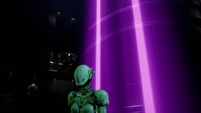 A dynamic 3D render of a female soldier in green futuristic power armor. Ideal for cinematic Sci-Fi, VFX work, and high fidelity game assets. - Powered by Shutterstock - Get 15% off with code: PIKWIZARD15