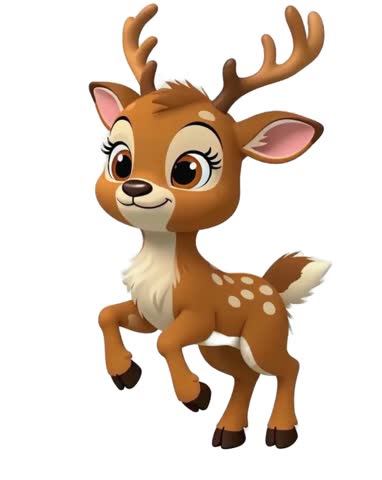 Cheerful cartoon deer jumps in a short loop on white background. Great for kids