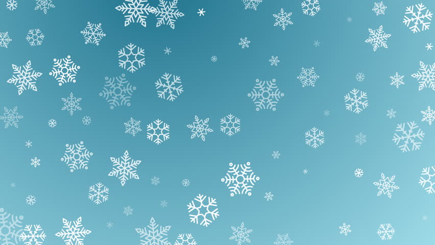 Snowflake pattern animation on blue background and green screen. Holiday snow background.