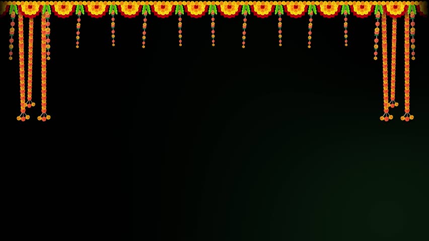 Flower garland decoration toran for Happy Diwali, Dussehra Indian Holiday festival background. Festive, Luxury, golden, Podium, Showcase stage Product display. Indian traditional festival background.