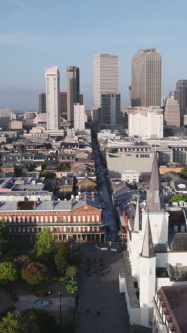 Vertical Video of New Orleans ,Louisiana, Vertical Aerial View Shot