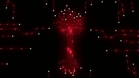 Displaying central neon green circuit tree overlaying valley landscape at dusk with circuit traces. neon line circuit animation on a black background. 4k - Powered by Shutterstock - Get 15% off with code: PIKWIZARD15