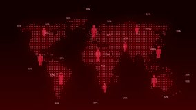Red Dotted World Map with Human Icons and Percentage Indicators on Dark Background global earth - Powered by Shutterstock - Get 15% off with code: PIKWIZARD15