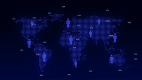 Blue Dotted World Map with Human Icons and Percentage Indicators on Dark Blue Background global earth - Powered by Shutterstock - Get 15% off with code: PIKWIZARD15