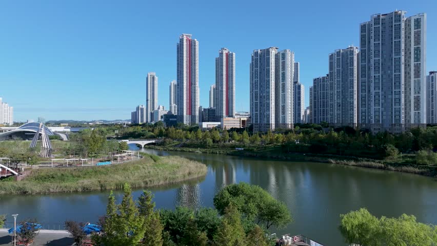 Aerial View Cheongna Lake Park Incheon Metropolitan City