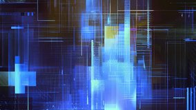 Futuristic blue tech with vertical columns, layered panels, HUD lines, prism reflections and subtle VHS motion, abstract cyberpunk data structure, holographic glitch overlay, cinematic 4K - Powered by Shutterstock - Get 15% off with code: PIKWIZARD15