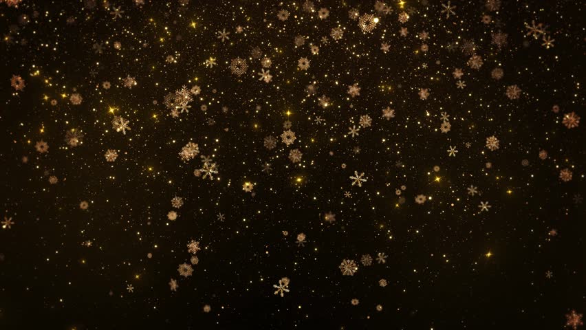 Celebrate Christmas invitation snow flakes background Christmas golden light shine particles bokeh black background, holiday congratulation greeting party happy new year, christmas celebration concept