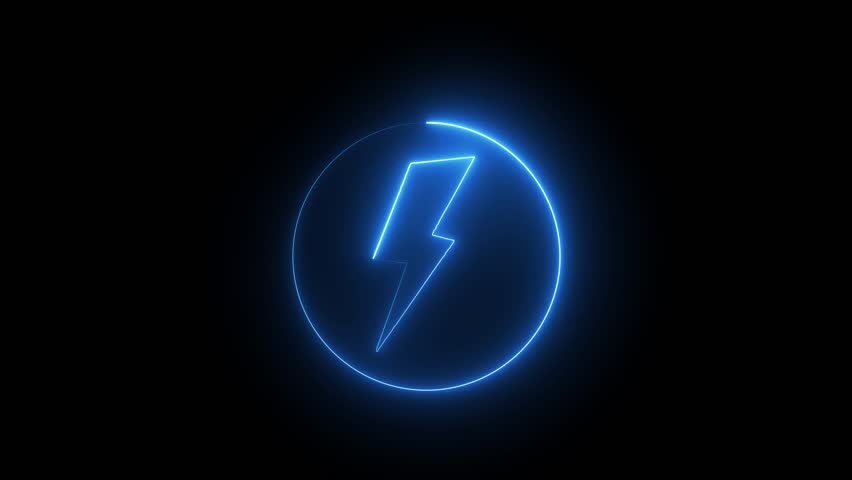Neon glowing battery charging icon .Neon battery icon concept. Glowing neon charging icon isolated. Neon lighting icon animation .