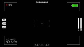 Camera recording interface animation - 4K display with timer and audio levels - Powered by Shutterstock - Get 15% off with code: PIKWIZARD15