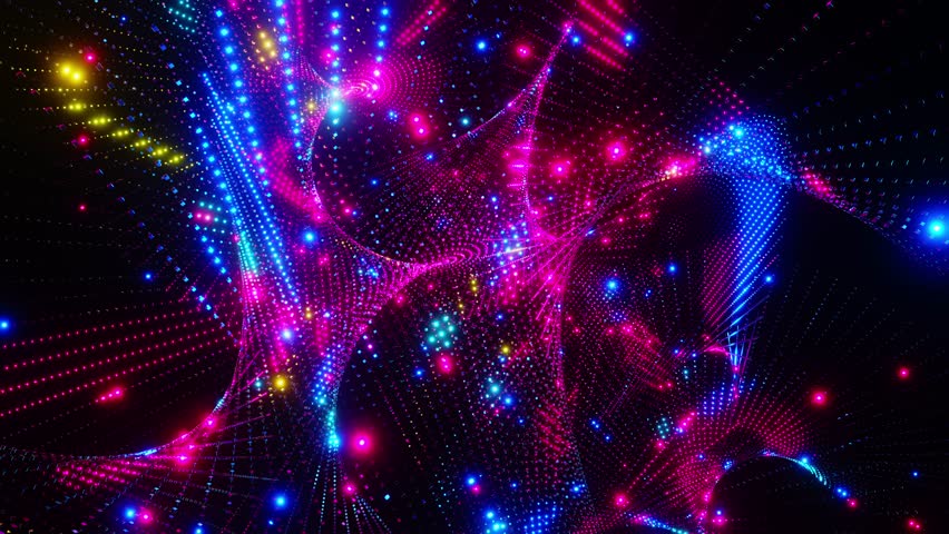 A colorful, abstract design with bright colors and neon lights. Looped animation.