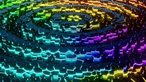 A vibrant, colorful, and abstract digital artwork featuring a multitude of geometric shapes and lines that create a mesmerizing pattern. Looped animation - Powered by Shutterstock - Get 15% off with code: PIKWIZARD15