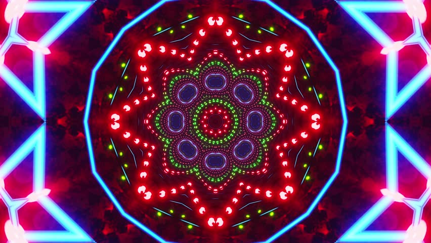 Colorful abstract animation of flower. Kaleidoscope VJ loop.