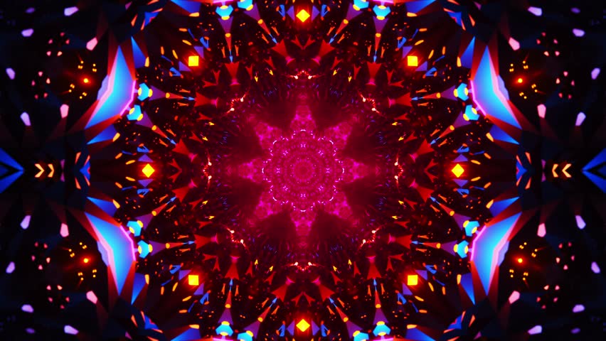 Colorful abstract animation of star. Kaleidoscope VJ loop.